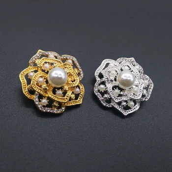 

Crazy Feng Simulated Pearl Jewelry Brooch Pins For Women Wedding Engagement Brooches Gold-Color Alloy Zricon Flower Brooch