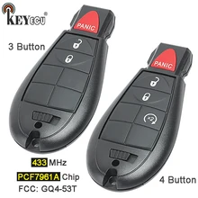 KEYECU 433 МГц PCF7961A чип FCC, аддитивного цветового пространства: GQ4-53T Замена 2 + 1 3/ 3 + 1 4 кнопки дистанционного ключа Fobik брелок для Dodge Оперативная па...