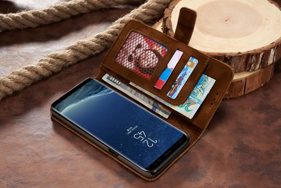 Дышащий кожаный чехол для Samsung Galaxy S8 с сеткой фото Рамки слот карты Fundas +