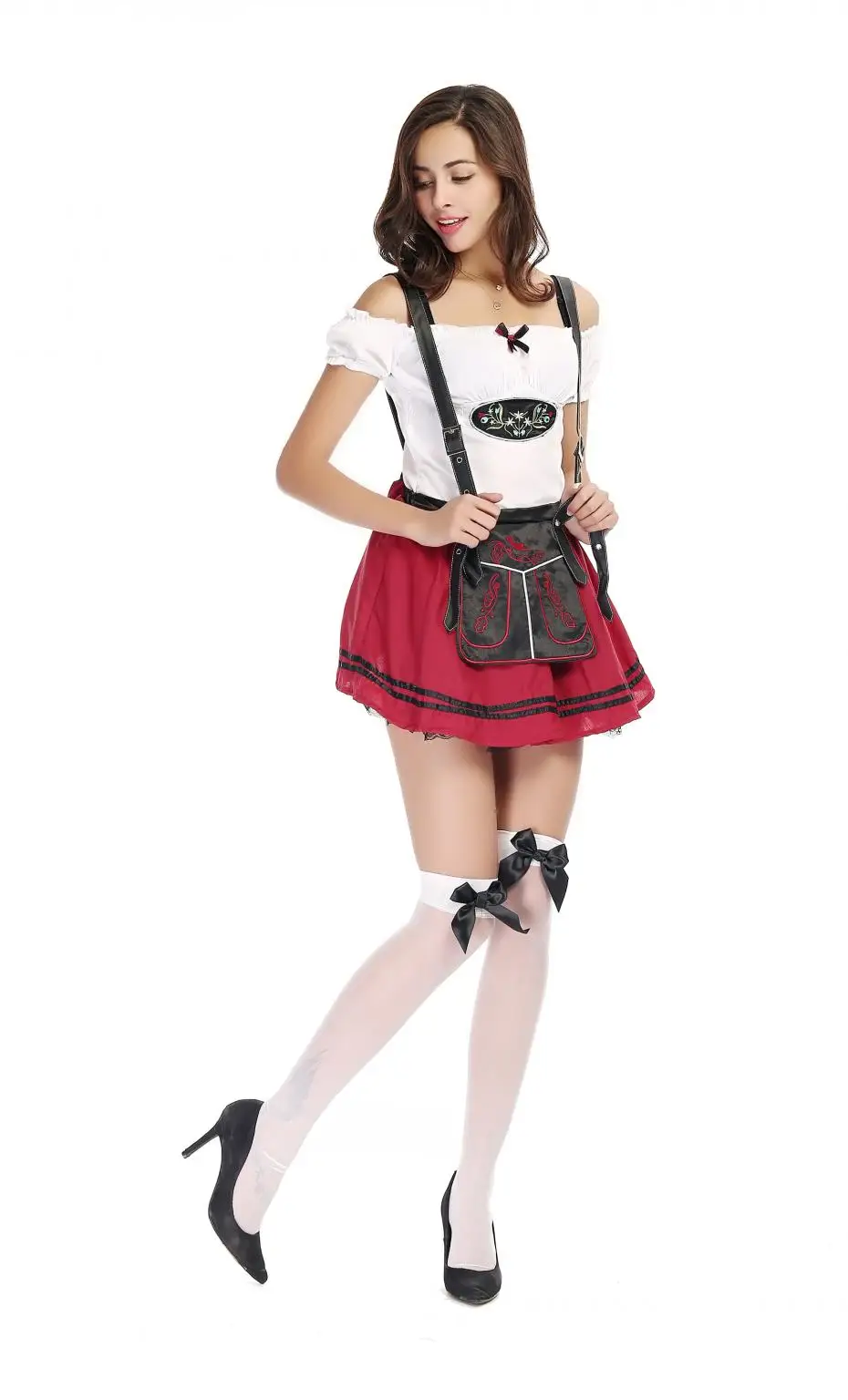 New Oktoberfest Burgundy Beer Girl Costumes Sexy Set Women Role Play Shows Cosplay Classic
