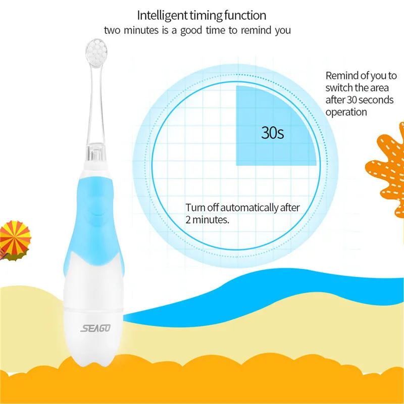Милая мультяшная Детская электрическая зубная щетка Sonic Timer зубная щетка Водонепроницаемая мягкая щетина детский Прорезыватель для обучения чистке зубов инструмент