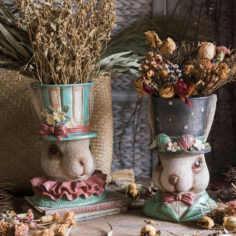 

Dreamwalking Wonderland Series Mr. Rabbit Mr. Resin Flowerpot Flower Garden Decoration Sculpture Courtyard