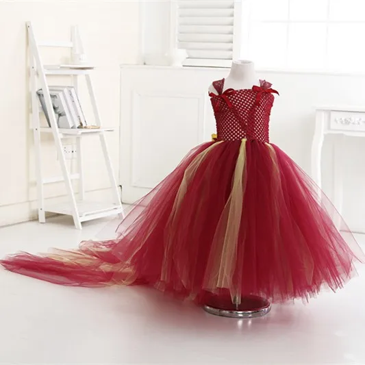 Princess-Burgundy-Gold-Flower-Girl-Dresses-Lace-Strap-Girl-Tutu-Dresss-with-Long-Train-Tulle-Toddler(2)