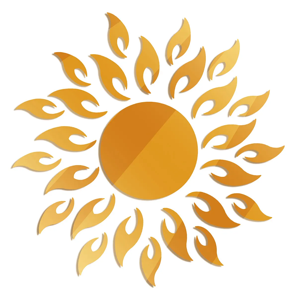 Съемные 3D солнечные цветы декоративные зеркальные настенные наклейки виниловые наклейки для украшения дома DIY зеркала художественный Декор - Цвет: Золотой