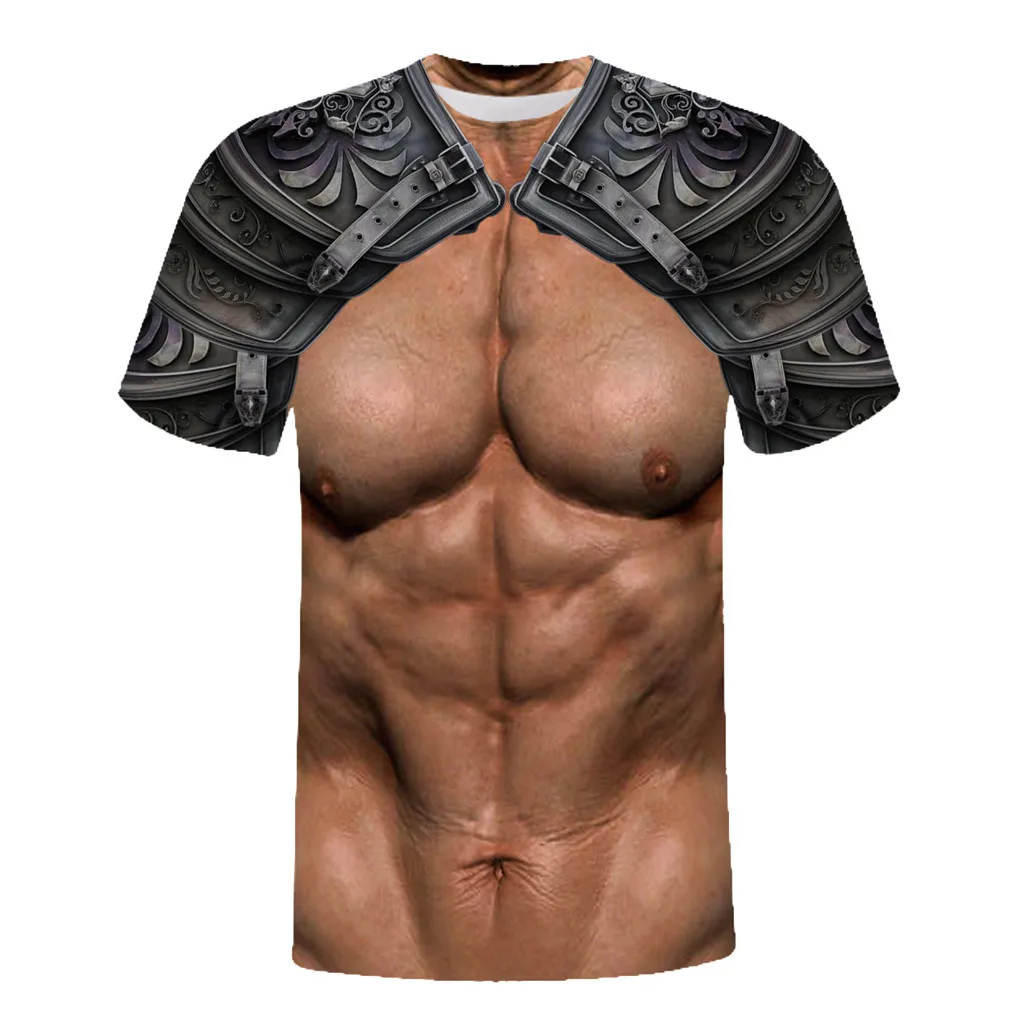 

Men's T shirt 3D Gun Warrior Tshirt 2019 summer Print Abdominal muscle Harajuku Tops Tee Short Sleeve Fitness t-shirt Streetwear