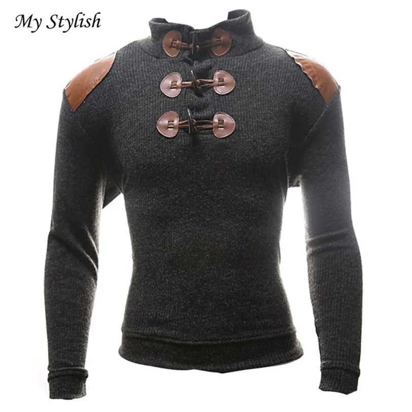 New Winter Warm Men Autumn Winter Slim Collar Long sleeved