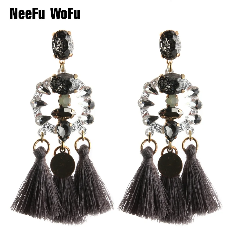 

NeeFu WoFu 2018 Drop Long Earrings Resin Bohemian Tassel Brand Earrings Big Earring Large Brinco Ear Oorbellen Christmas Gift