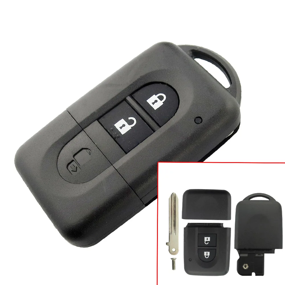 NEW 2 Button Remote key Shell No Logo for Nissan Micra Xtrail Qashqai Juke Duke Uncut Blade Key Fob Case Replacement