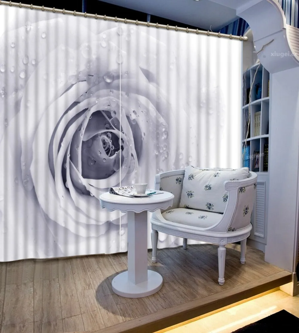 Роскошная затемненная 3D оконная занавеска s для гостиной спальни Индивидуальный размер Серый занавес Роза занавес s