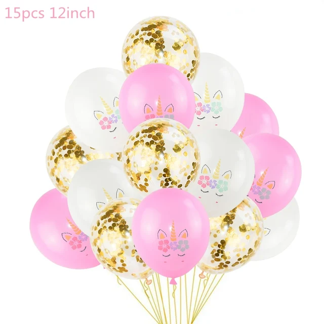 1 Set Unicorn Party Balloons Birthday Baloon Unicorn Decoration Latex Confetti Balloon Birthday Party Decoration Balloons Kids 15pcs S