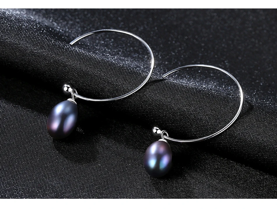 Fenchen Big Circle Freshwater Pearls Drop Earrings Women Fine Jewelry Authentic 925 Sterling Silver Brincos Christmas Gift AE002