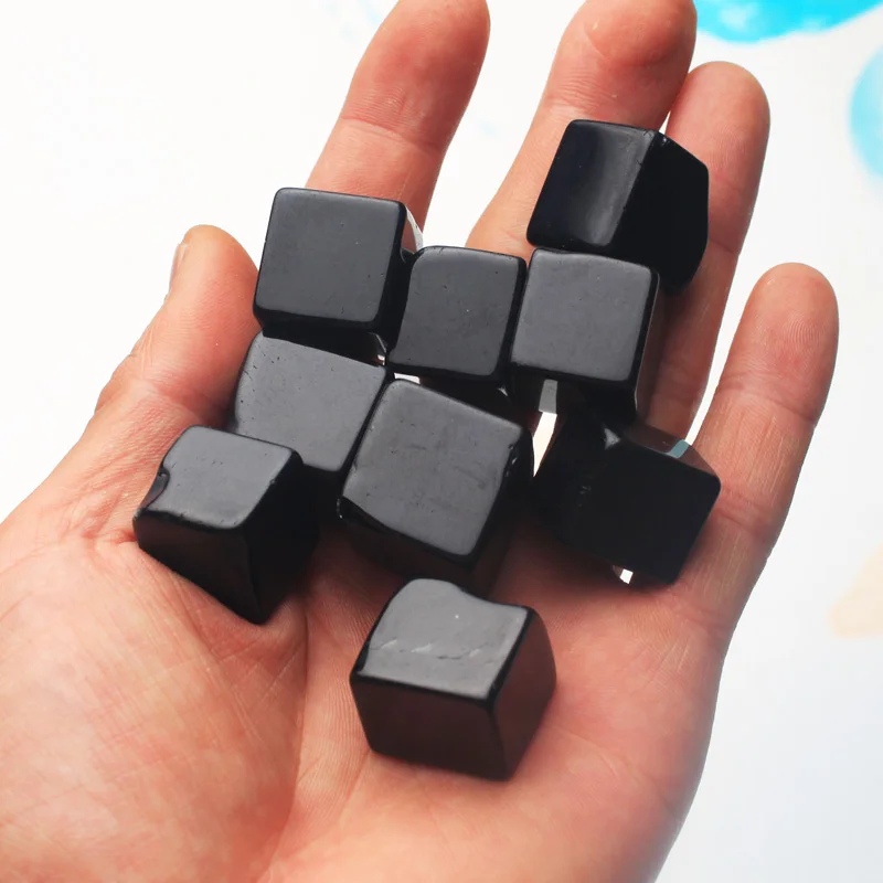 100g Natural Stones and Crystals Black Obsidian Quartz Polished Square Tumbled Stone Mineral Specimen for Decoration | Дом и сад