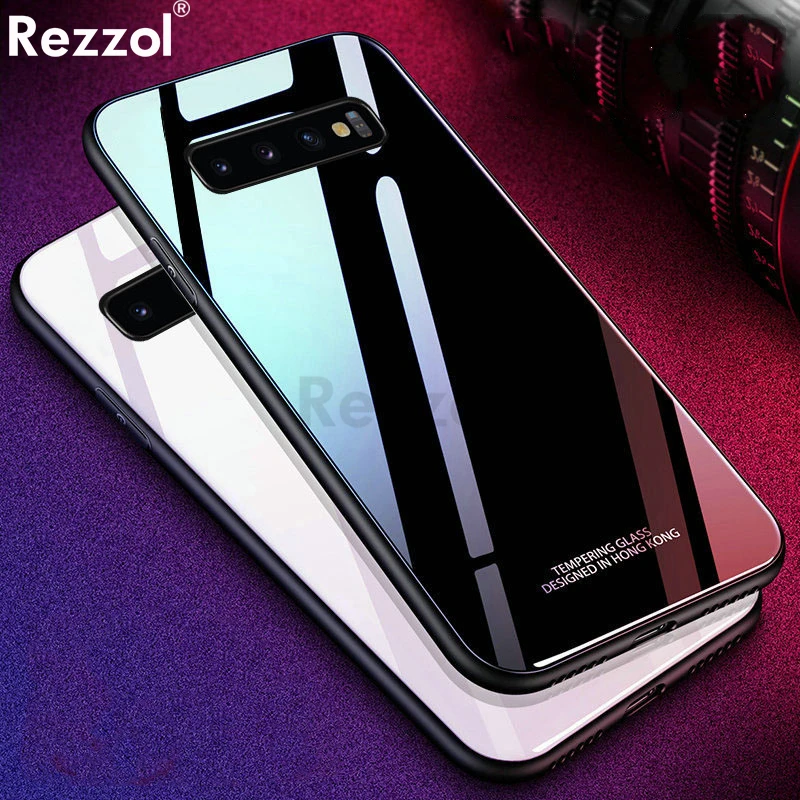 Чехол Rezzol для Samsung galaxy S10 Женский задняя крышка из закаленного стекла Galaxy Plus S10e Note10