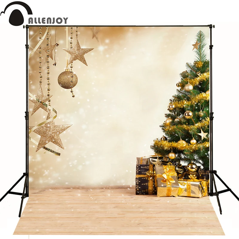 Allenjoy 5*7 футов Золотая елка Рождественские фоны фотография Снежная стена с