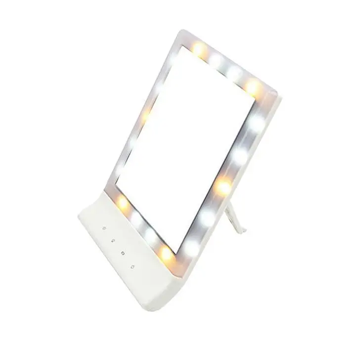 

LED Light Cosmetic Touch Screen Portable Desktop Makeup Mirror 4 x AAA battery(not included) USB Charging