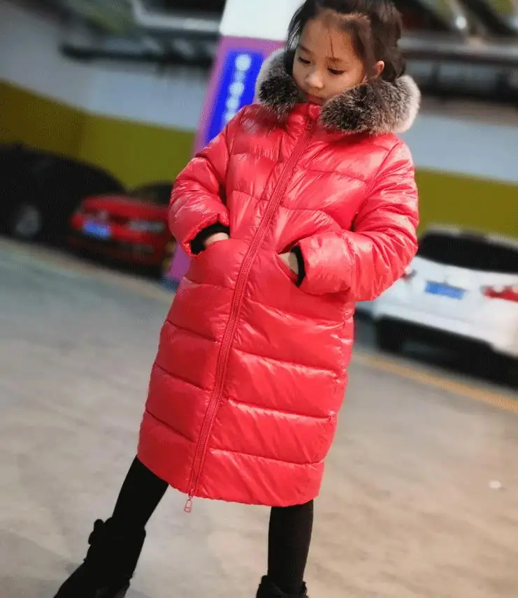 Зимние Детские Пуховые парки, куртки для мальчиков, Модное детское теплое плотное пальто с капюшоном и натуральным мехом для девочек, детская верхняя одежда - Цвет: 9