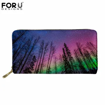 

FORUDESIGNS Women Galaxy Wallet Pu Leather Women's Wallets 3D Starry Sky Pattern Waterproof Ladies Phone Storage Bags Money Case