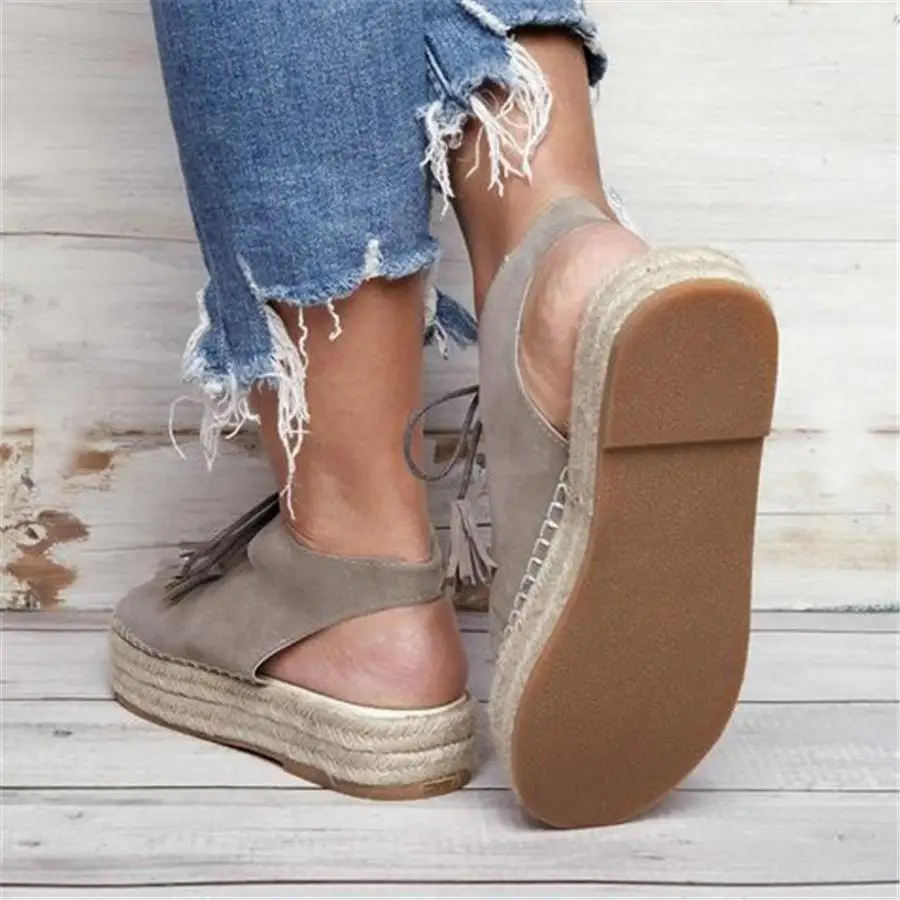 Women Sandals 2019 Summer Shoes Retro Gladiator Peep Toe Sandals Lady Roman Lace-up Platform Woven Wedge Sandals Sandalias Mujer