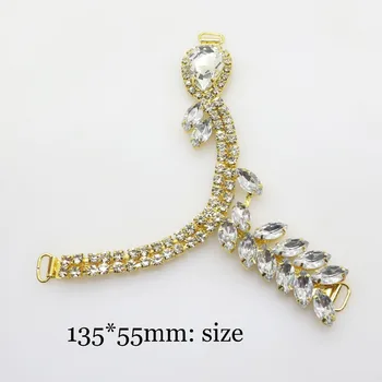 

New 2pcs/pair 135mm Crystal Chain DIY Garment sewing accessories Metal Rhinestone bikini Connectors buckle fashion Slipper (136)