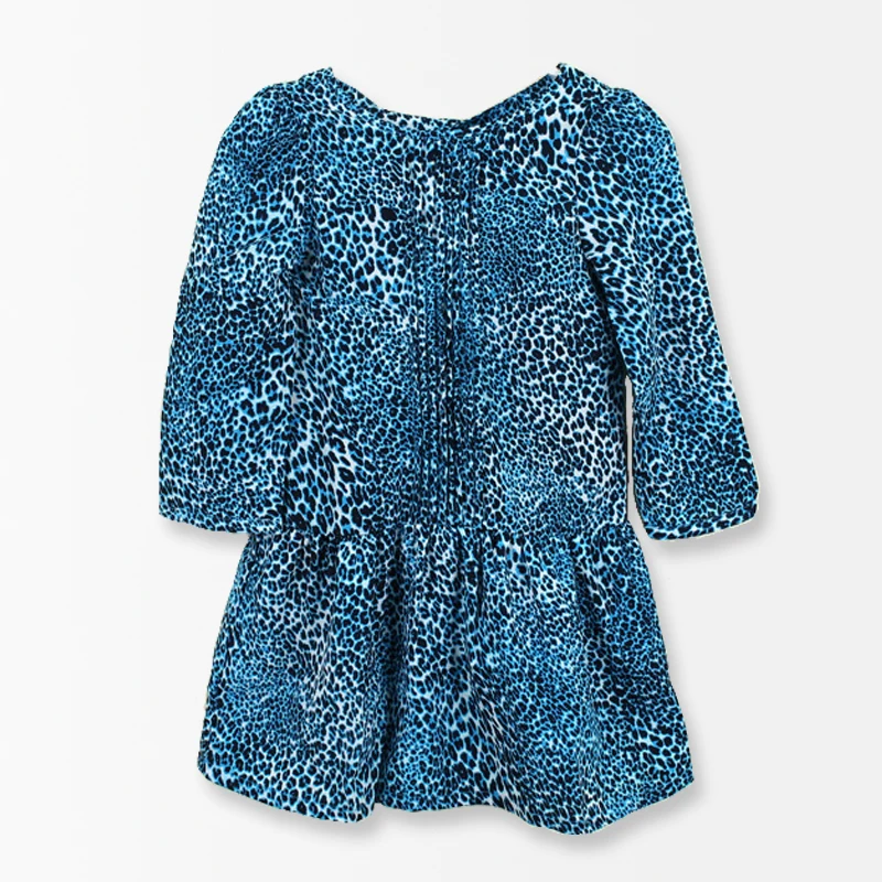 Buy Girl Dress Blue Leopard Print Casual Dress