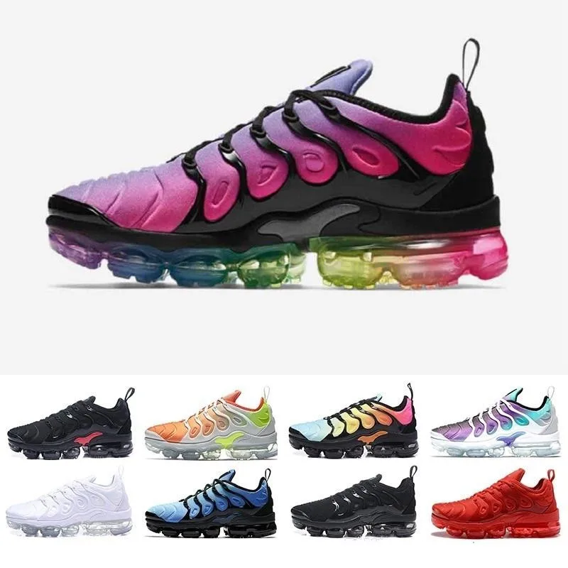 Новинка 2019 Vapormax Tn Plus кроссовки Классические уличные черные белые спортивные