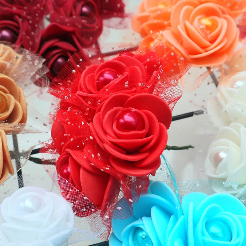 12Pcs/lot 3CM Foam Mini Rose Head Pearl Bead Artificial Flowers for Wedding Decoration DIY Bride Wreath Home Decor Fake Flower 8 12Pcs/lot 3CM Foam Mini Rose Head Pearl Bead Artificial Flowers for Wedding Decoration DIY Bride Wreath Home Decor Fake Flower 8