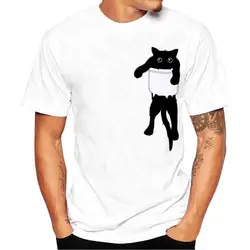 Хлопковая футболка для мужчин принт забавный белый хип хоп веселое Harajuku уличная кошка с коротким рукавом рубашка Camisa Hombre одежда 50DX211