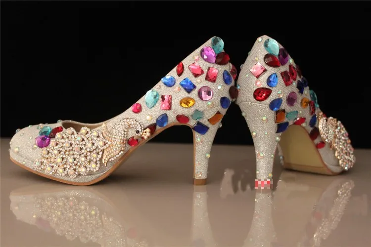 Великолепные Женские туфли-лодочки серебристого цвета обувь для похода в ночной клуб; обувь Вечерние Нарядные туфли " каблук Свадебные туфли для невесты Свадебная обувь