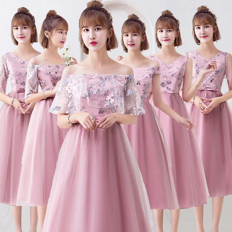 

A-Line Burgundy Bridesmaid Dresses Wedding Guest Elegant Boat Neck Formal Sister Prom Junior Bridal Dress China Club Party