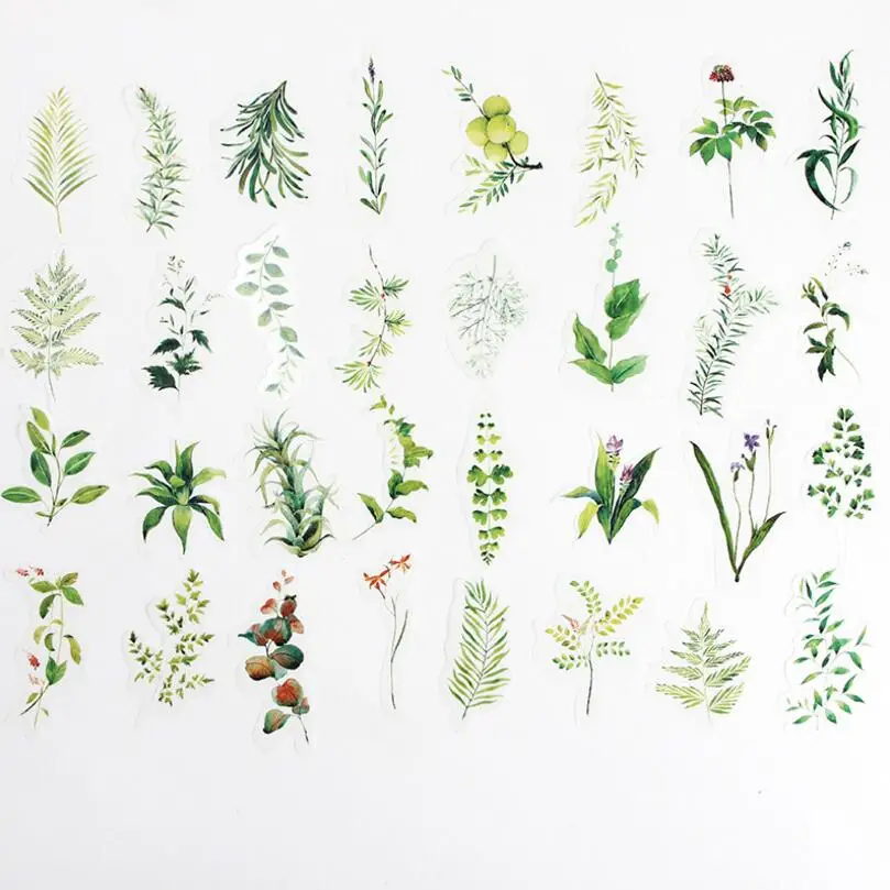 

34 pcs/lot Vintage Herbaceous Plants Green Grass Washi paper sticker decoration stickers DIY scrapbooking sticker escolar