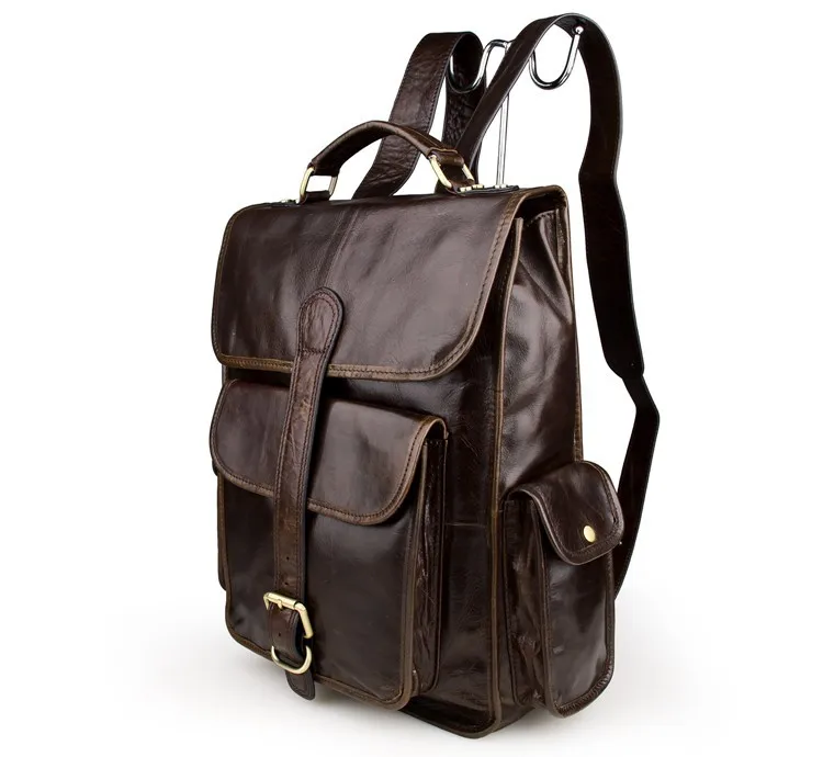 Maxdo Vintage Genuine Leather Unisex Men Backpacks Cowhide Women