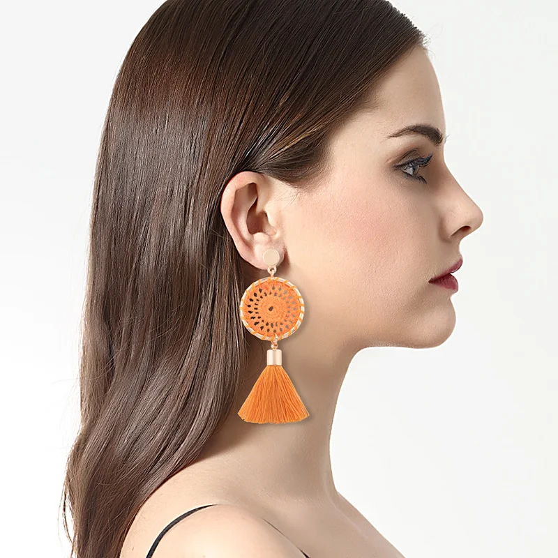 aiboduo New Fashion Drop Earrings Women Cute Elegant Long Ethnic Tassel Earrings Pendientes Jewellery Women's Gifts E00005