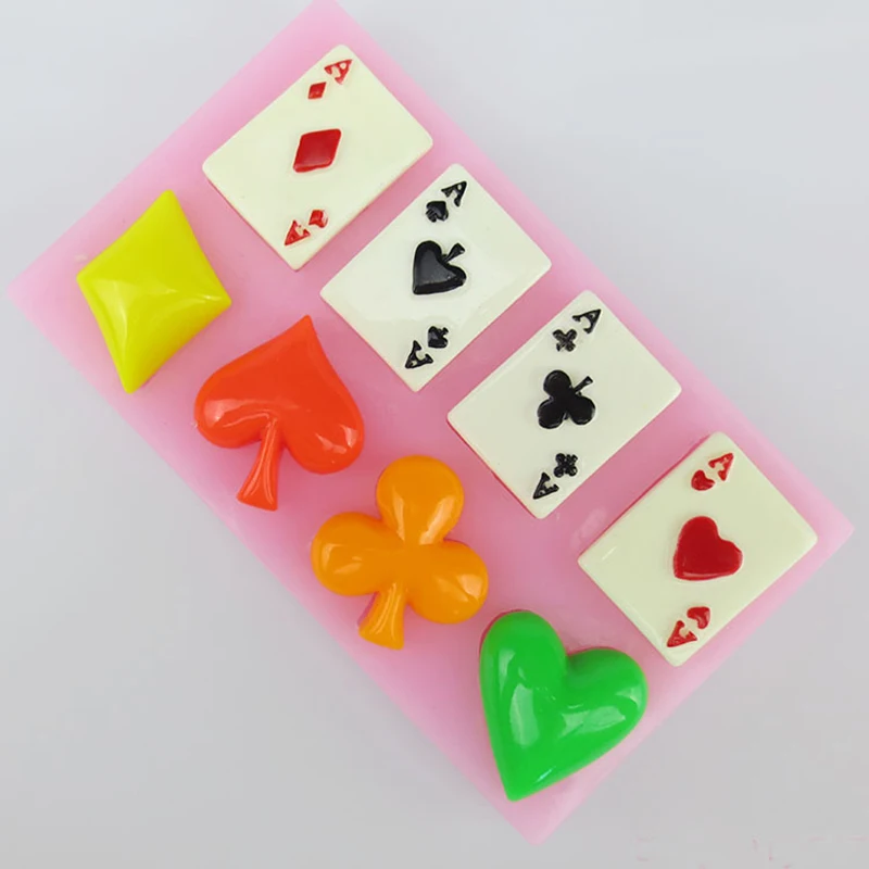 

Poker,Mushroom,Skull,Boy Set Silicone Mold Playing Cards Cake Fondant Mold Spade Heart Club Diamond Shape Festival Cupcake mould
