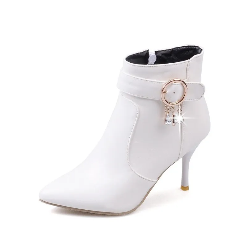 

Pointed Toe Ladies shoes ankle boots woman Spring winter Short Plush woman casual shoes Solid sexy Thin Heels shoes