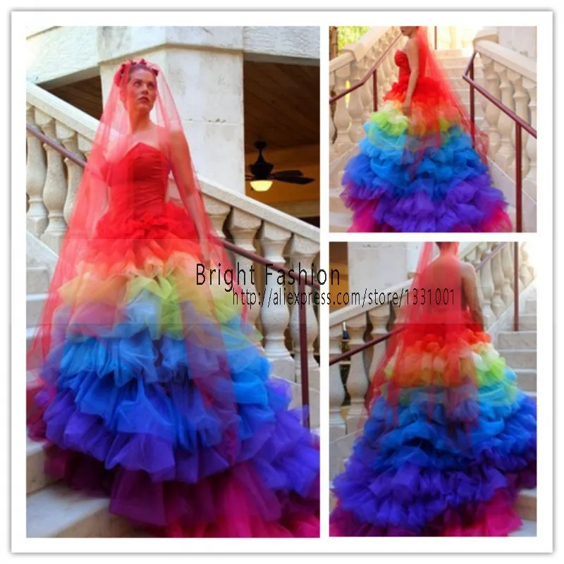 Cheap Rainbow Wedding Dresses