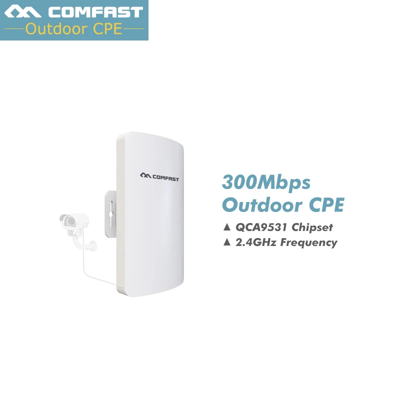 

3KM 2.4GHz Wireless Outdoor CPE Bridge 300Mbps AP Router Access Point 200mW WIFI Repeater Extender Support 24V PoE 11dBi Antenna