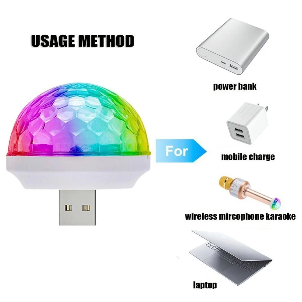 4 Вт Мини USB СВЕТОДИОДНЫЙ сценический светильник DC 5 в портативный светодиодный USB RGB лампа изменение цвета с музыкальным ритмом для рождественской вечеринки KTV бар телефон