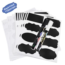 112 шт./компл. этикетки для досок водонепроницаемые доски стикер смешанный цвет 9X5 см с чернильной ручкой многоразовые Черная Виниловая доска набор