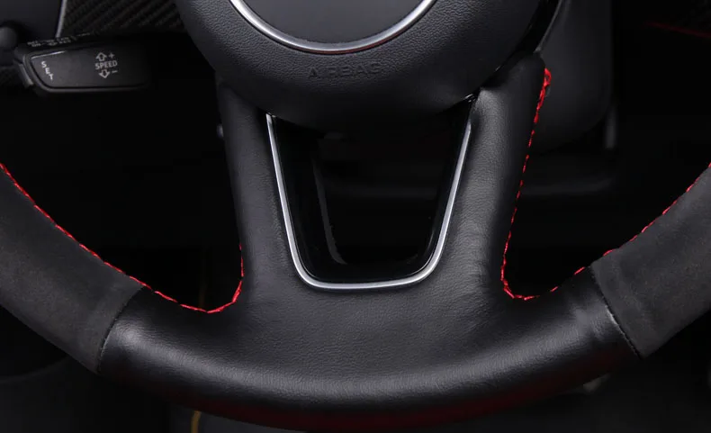 Автомобиль-Стайлинг новые Нескользящие швед + искусственная кожа рулевое колесо стежка на Обёрточная Бумага Обложка для Audi A4 2017- 2018