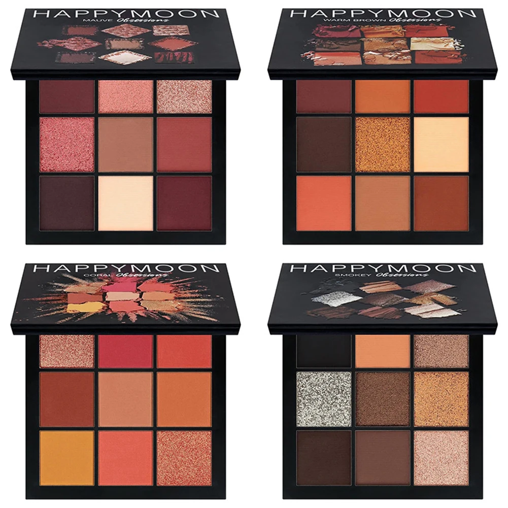 

9 Colors Glazed Beauty Waterproof Eye Shadow Palette Smoked Shimmer Matte Eye Shadow Dish Diamond Glitter Cosmetics