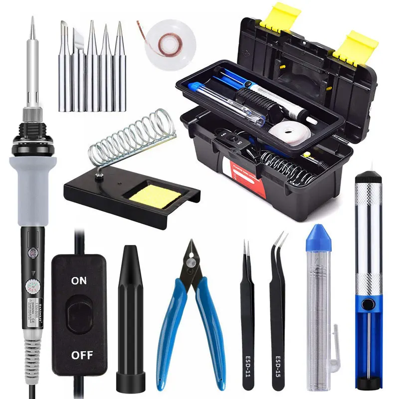 

High Quality 15 in 1 Electric Soldering Iron Kit 60W Adjustable Temperature Welding Soldering Iron kit Tips Welding Repair Tool