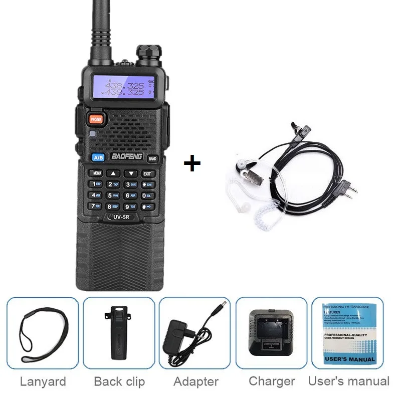 BAOFENG UV-5R мощная рация 8 Вт 3800 мАч Двухдиапазонная VHF UHF радиостанция HF ham станция приемопередатчик рация - Цвет: add headset