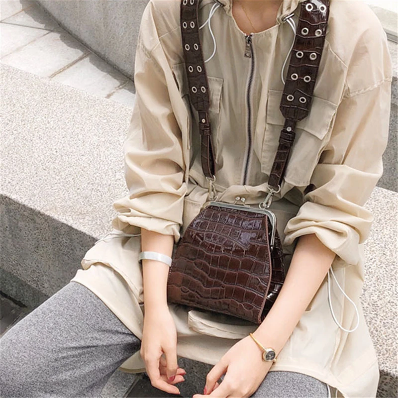 Bolsos Vintage marrones para bolsos de lujo para mujer, bolsos de diseñador de cocodrilo de pu, bolsos de mensajero para mujer, novedad| Bolsos de hombro| - AliExpress