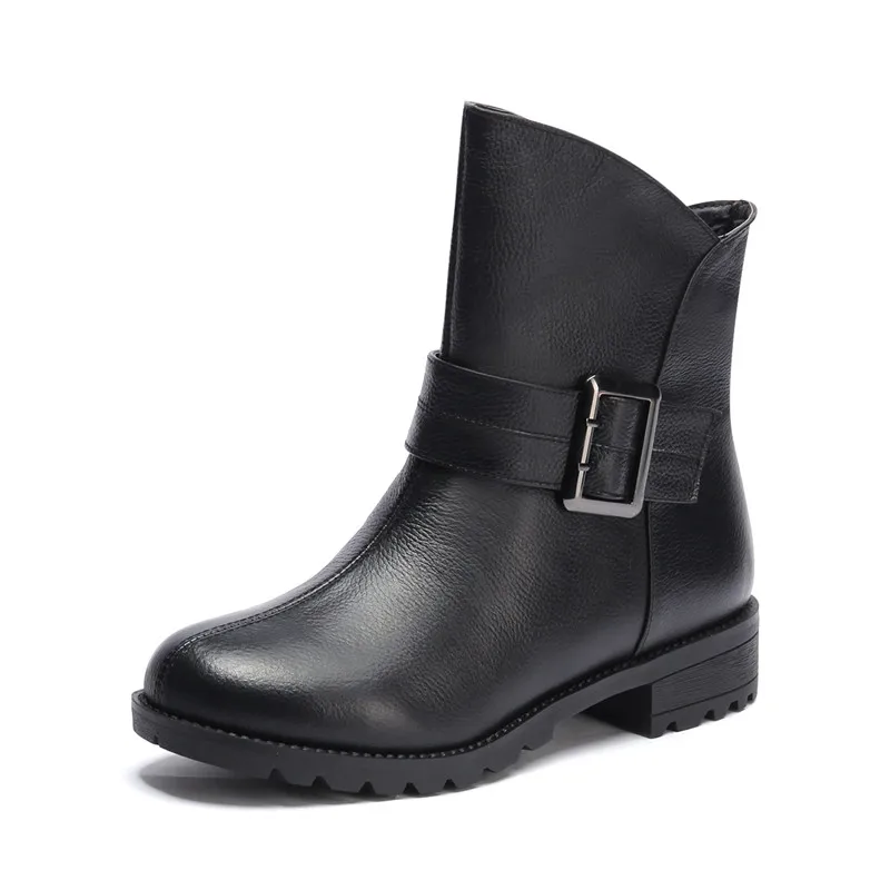

LOVEXSS Woman Ankle Boots Fashion Metal Decoration Genuine Leather Cow Leather Black Brown Woman Ankle Boots