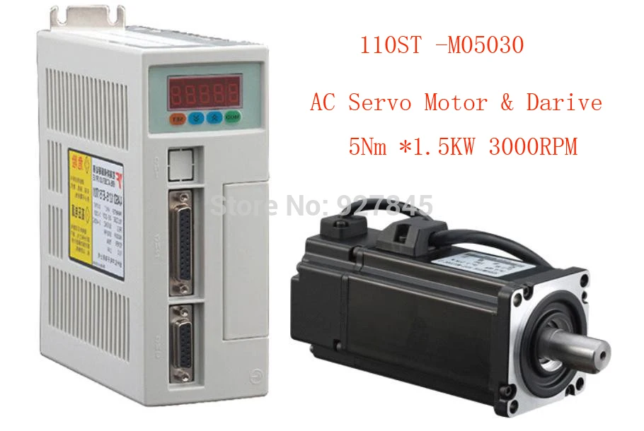 

1 set 220V 110ST-M05030 AC SERVO MOTOR 5.0N.M 1.5KW WITH DRIVER AND CABLE