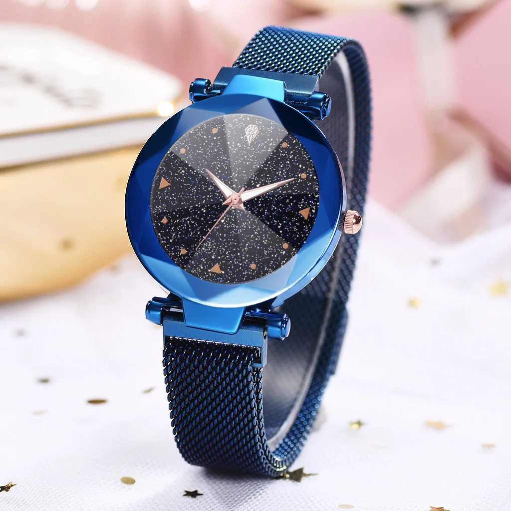 Reloj mujer, модные женские часы, звездное небо, выпуклая стеклянная кварцевая сетка с магнитной пряжкой, женские часы bayan kol saati