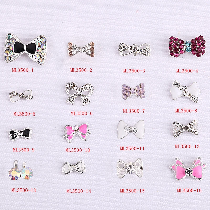 

wholesale 100PCS/Lot nail accessories beauty rhinestone bowknot 3d nail art Alloy 3D Nail Art Decoration, nails decal Charms