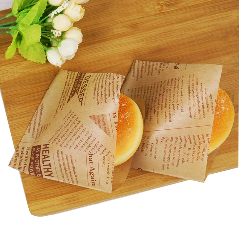 News paper фаст-фуд упаковочная сумка для еды класс воска покрытием коричневый бумажный пончик, хлеб обернуть маслопоглощающий лист 15*15 см 100 шт./упак