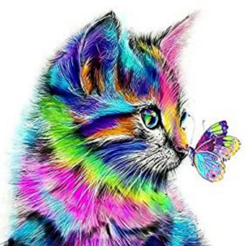5d rhinestone art,DIY Diamond Painting Kit, Animal,Full Drill Cute Cat Diamond Embroidery Cross Stitch Arts Craft Wall Stickers