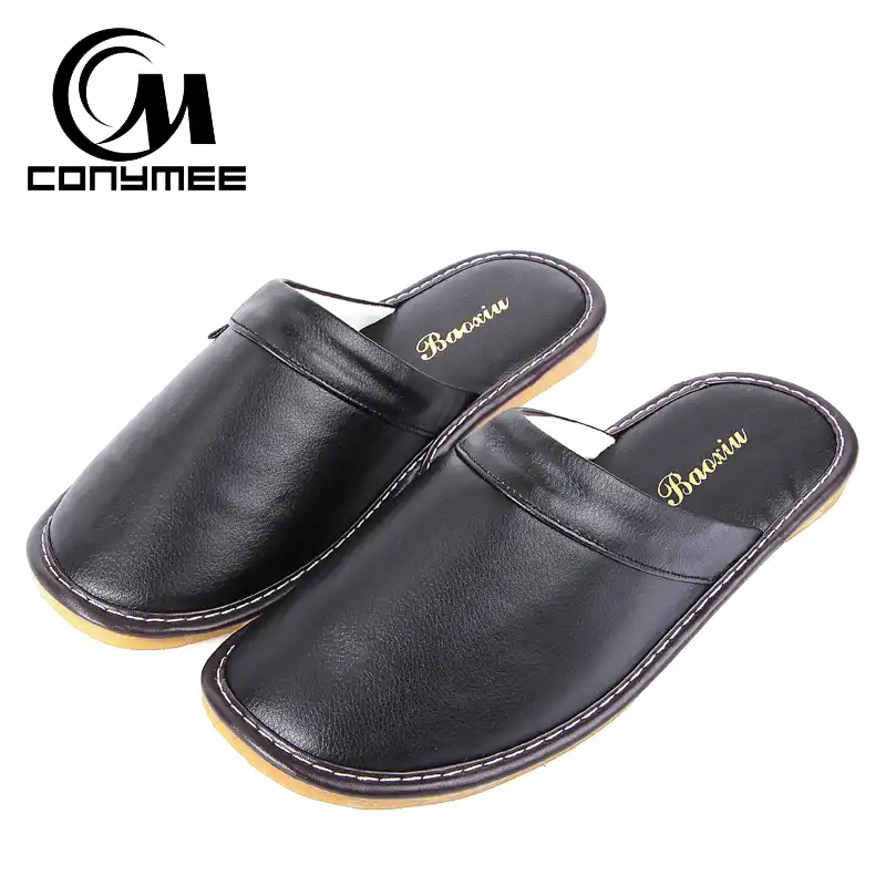 soft leather slippers mens